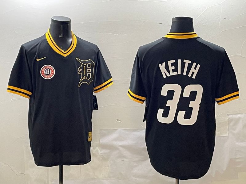 Men Detroit Tigers 33 Keith Black Gold Game 2025 Nike MLB Jersey style 6